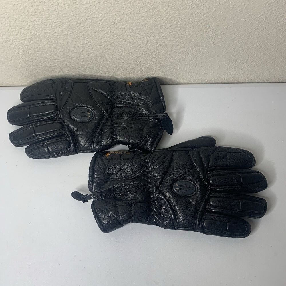 Smartwool Leather Ski Thermolite Gloves Men’s Sz M Competition Wool Lined Black